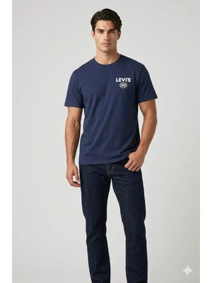 Levi's Erkek 100% Pamuk Lacivert Tişört Standart Fit