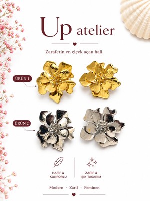 Up Atelier Zirkon Taşlı Şık Gece Kombini Parlak Çelik Küpe 4cm