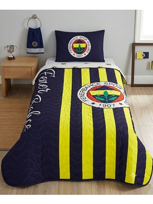 Taç Yeni Sezon Lisanslı Fenerbahçe Çubuklu Yatak Örtüsü ( Fb Yüz Havlusu Hediyeli )