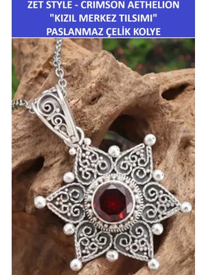 Zetconcept Zet Style – "crimson Aethelion Kolye" Paslanmaz Çelik Kolye - Muhteşem Bir Hediye