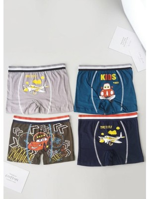 Stsahra  Erkek Çocuk Renkli Pamuklu Boxer 4 ' Lü Paket