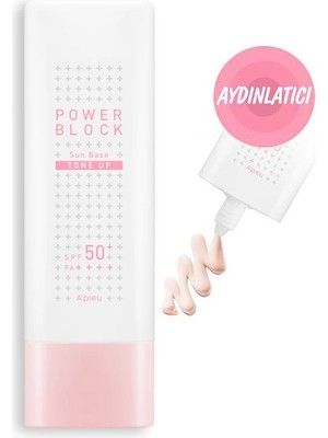 MİSSHA Ton Eşitleyici Aydınlatıcı Güneş Kremi 50ml A'PIEU Power Block Tone Up Base Pink SPF50+/PA++++