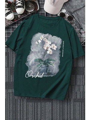 Empressco Renkli Orchid Baskılı Oversize Unisex Tişört, Rahat ve Şık Tasarım