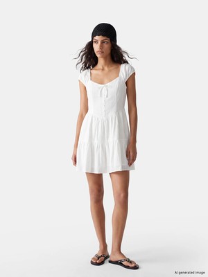 Lc Waikiki Yeni Sezon Belden Oturtma Poplin Korseli Mini Elbise