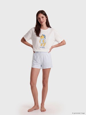 Lc Waikiki Yeni Sezon Winnie The Pooh Baskılı Kadın Şortlu Pijama Takımı