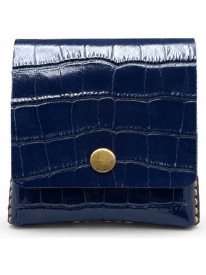 Oakco Leather HANDMADE LACİVERT HAKİKİ DERİ ÇITÇITLI CÜZDAN