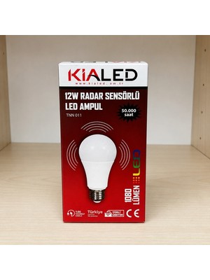Kialed 12W Radar Sensörlü LED Ampul 1080 Lümen E27