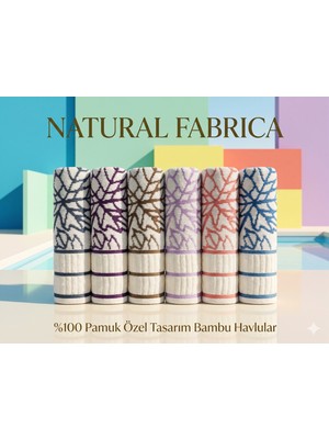 Nf Natural Fabrica % 100 Pamuk Tasarım Renkli Nakışlı Banyo El Havlusu 6'lı Set