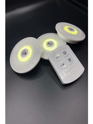 Çerçici 3lü Uzaktan Kumandalı Yapışkanlı Kablosuz LED Spot Lambalar