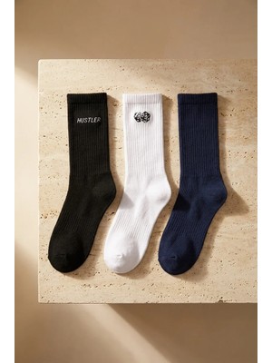 Katia & Bony Unisex 3'lü Zar Nakışlı Soket Çorap
