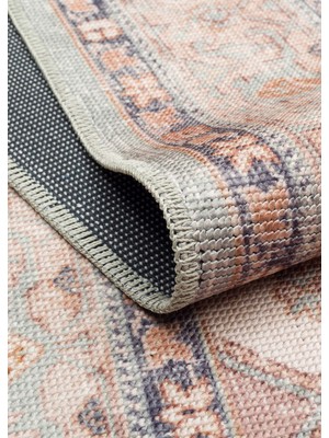Eko Halı Elista ELS204 Blue Beige Vintage Tasarımlı Yumuşak Bukle Dokuma Kaymaz Tabanlı Yıkanabilir Modern Halı