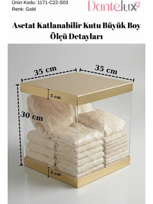 Dantelux Asetat Çeyiz Kutusu (Şeffaf - Katlanabilir - Pratik Kurulum) Gold - Büyük Boy