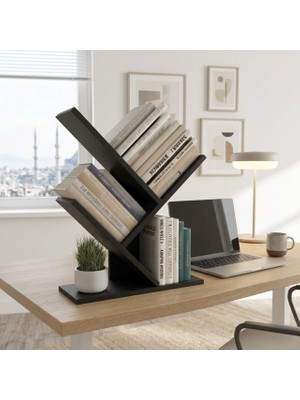 Unisoft Masaüstü Kitaplık Masa Üstü Raf Mini Kitaplık Kitap Düzenleyici Kitap Rafı Çalışma Masası Ofis Organizer Ağaç