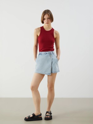 Lc Waikiki Yeni Sezon Dar Fit Kadın Jean Şort Etek