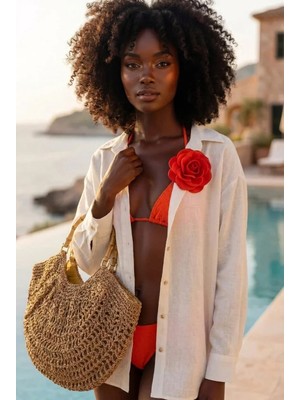 Katia & Bony Kadın Kemik Saplı Hasır Çanta Camel