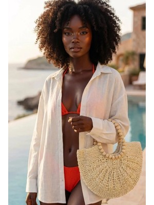 Katia & Bony Kadın Boncuk Detaylı Örme Hasır Çanta