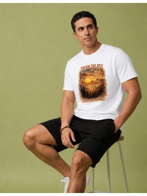 Organickid Basic Erkek Oversize Baskılı Beyaz T-Shirt