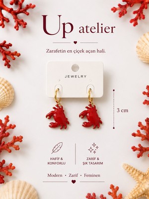 Up Atelier Plaj Modası Kırmızı Yengeç Küpe