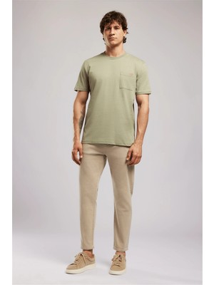Lee Cooper VINCENT Erkek Regular Fit %100 Pamuk Basic Bisiklet Yaka T-Shirt Yeşil