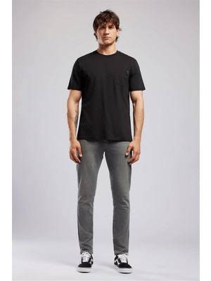 Lee Cooper VINCENT Erkek Regular Fit %100 Pamuk Basic Bisiklet Yaka T-Shirt Siyah