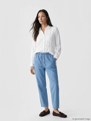 Lc Waikiki Yeni Sezon Beli Lastikli Mom Fit Kadın Jean Pantolon