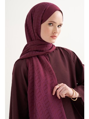 Carell Luxe Desen Liora Pamuk Şal Cherry Bordosu