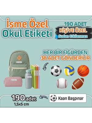 Okul Etiketi Kişiye Özel Kalem Defter Etiketi Top Model -190 Adet