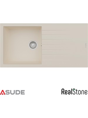Real Stone Realstone P015 Laodikya Damlalıklı Granit Evye 1000x500 mm Krem