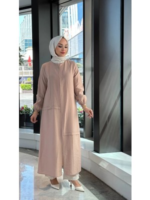 Nihle Fermuar Detaylı Tencel Kap - Capucino