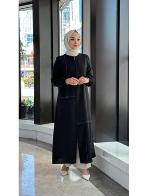 Nihle Fermuar Detaylı Tencel Kap - Siyah