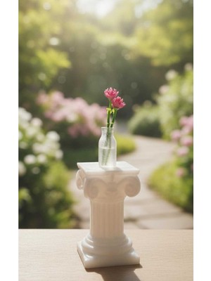 Empressco Antik Yunan Sütun Dekoratif Mini Obje, Çiçeklik, 5cm, Şık ve Zarif Tasarım