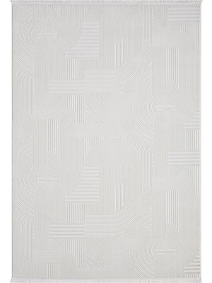 Cool Halı Palermo Krem Halı Modern Geometrik Kabartmalı Desenli Yumuşak Kaymaz Oturma Odası Salon Halısı