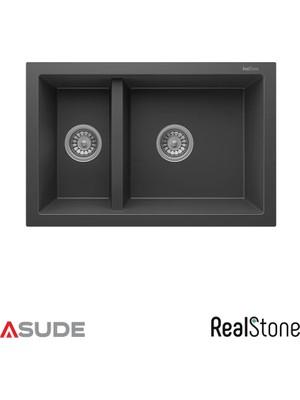 Real Stone Realstone Bergama 1.5 Göz Granit Evye 700x460 mm Gri