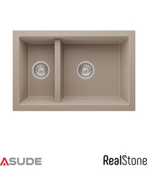 Real Stone Realstone P018 Bergama 1.5 Göz Granit Evye 700x460 mm Antrasit