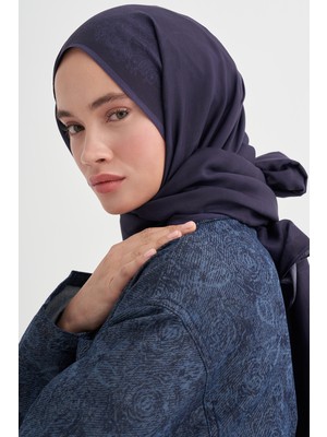Carell Floral Monogram Floş Şal Morcivert