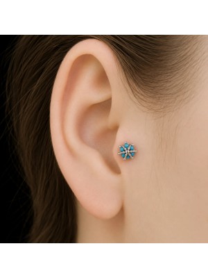 Nur Silver Minimal Çelik Tragus Küpe NUR-KE03407