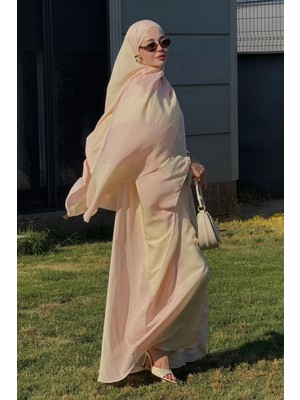 Carell Monochrome Floş Kaftan Pembe