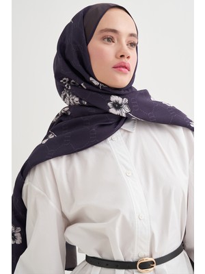 Carell Floriva Monogram Floş Şal Morcivert