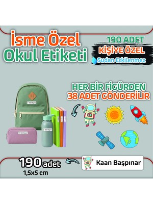 Okul Etiketi Isme Özel Kalem Defter Etiketi (Astronot-2) -190 Adet