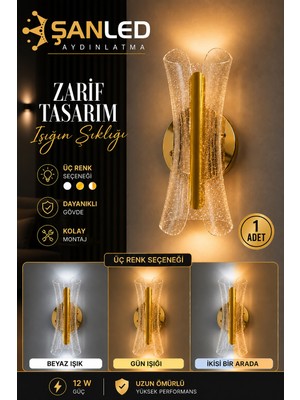 ŞANLED Dekoratif 20W Iç Mekan Bronz Kasa 3 Renkli Işık Modern Duvar Aplik Elektrikli