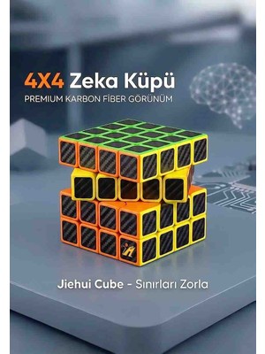 Wolawood Özel Üretim 4x4 Zeka Küpü Karbon Fiber Görünümlü Profesyonel Akıl Oyunu, Rubik Küp Hız • Dikkat • Strateji • Zeka Geliştirme • Premium Rubik Küp