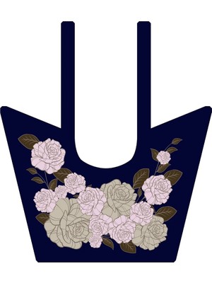 Carell Flowers Desenli Yaka Fular Lacivert