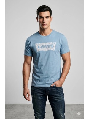 Levi's Erkek 100% Pamuk Mavi Tişört