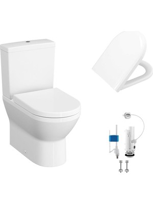 Vitra Integra Kanalsız Klozet Takımı Yavaş Kapanan Duroplas Kapak Beyaz Renkli Modern Tasarım