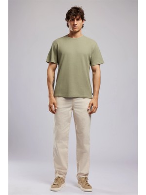 Lee Cooper Conroy Erkek Regular Fit %100 Pamuk Baskılı Bisiklet Yaka T-Shirt Yeşil