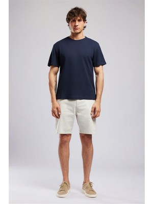 Lee Cooper Conroy Erkek Regular Fit %100 Pamuk Baskılı Bisiklet Yaka T-Shirt Mavi