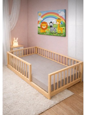 Woodensa Dogal Ahsap Çocuk ve Yetiskin Yatagi Karyola Ayaksiz 80X160 cm KRY008