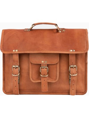 Berliner Bags Berlin M Unisex Vintage Deri Laptop Bölmeli Postacı Çantası Kahverengi