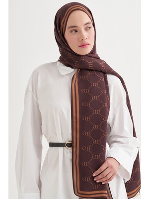 Carell Grace Monogram Floş Şal Dark