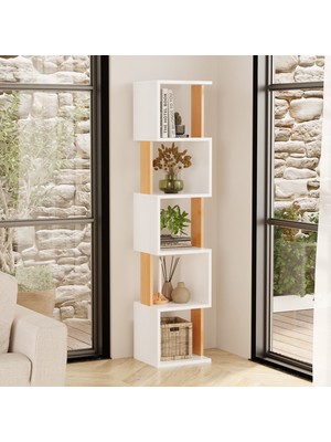 Ayz Modern Kitaplık Çok Amaçlı Dekoratif Raf Salon Kitaplığı Ofis Çalışma Odası Raf Dolap Milan Atlantik Çam